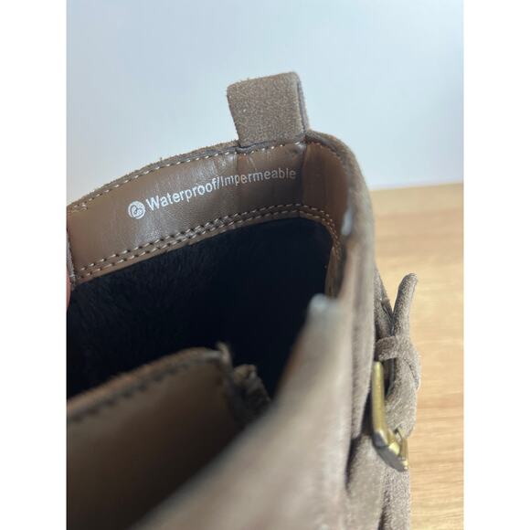 Blondo Waterproof Suede Ankle Boots Size 8M Dark Taupe Insulated Winter Booties - Picture 5 of 11